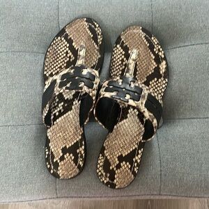 Tory Burch size 6 snakeskin color thong, sandals